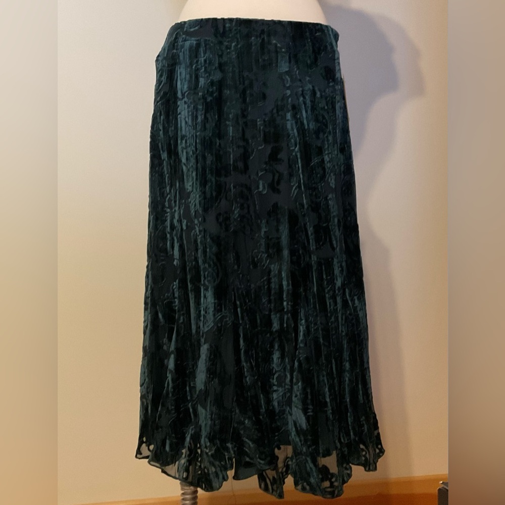 NWT Coldwater Creek Teal Paisley Burnout Skirt Womens Size PS